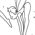 Coloring book illustration of diving fairies