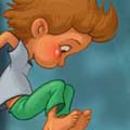 Children's book illustration young boy playing