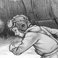 Children's book illustration of boy and plane